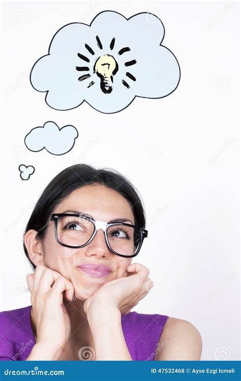 Nerd Female Thinking Stock Photo Image Of Creative Finding 47532468