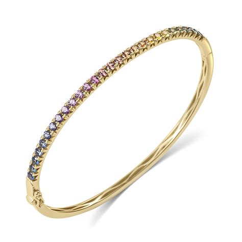 Samba Yellow Gold Rainbow Sapphire Bangle Pravins