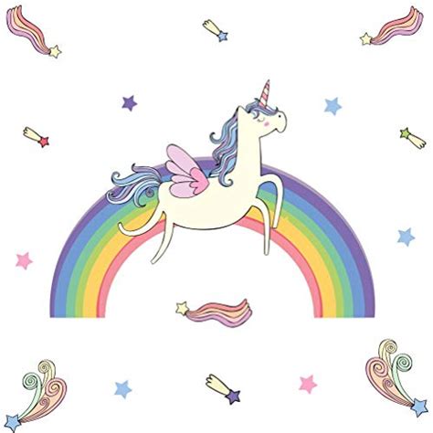 Buy Iarttop Rainbow Unicorn Wall Decal Meteor Stars Sticker For