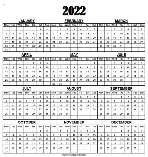 calendar 2022 excel template january to december
