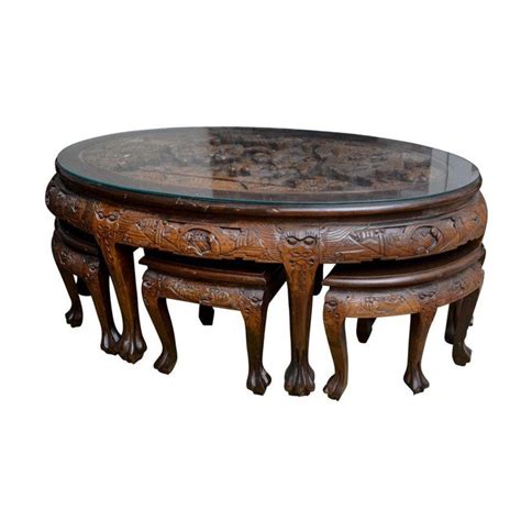 An antique chinese coffee table or asian cocktail table can beautifully compliment and harmonize with your modern. 20th Century Asian Mahogany Carved Coffee/Tea Table and ...