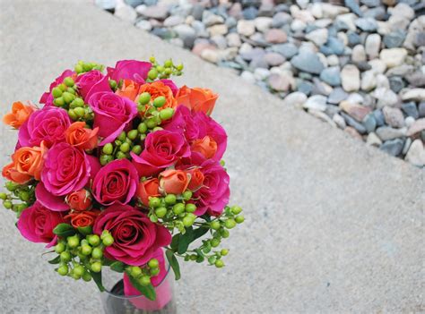 Hot Pink And Orange Pink Flowers Bride Bouquets Pink And Orange