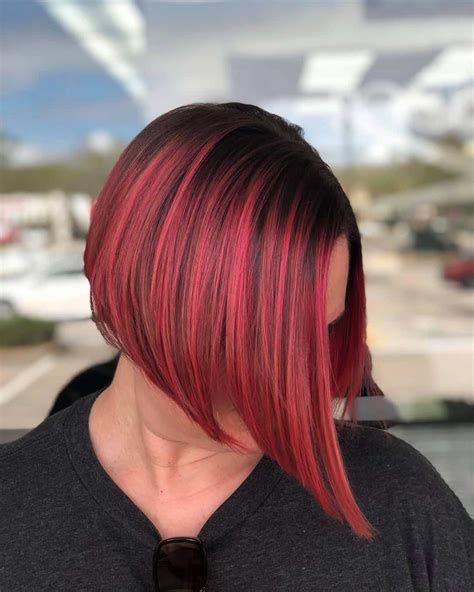 short dark brown hair with red highlights - All About The Gloss