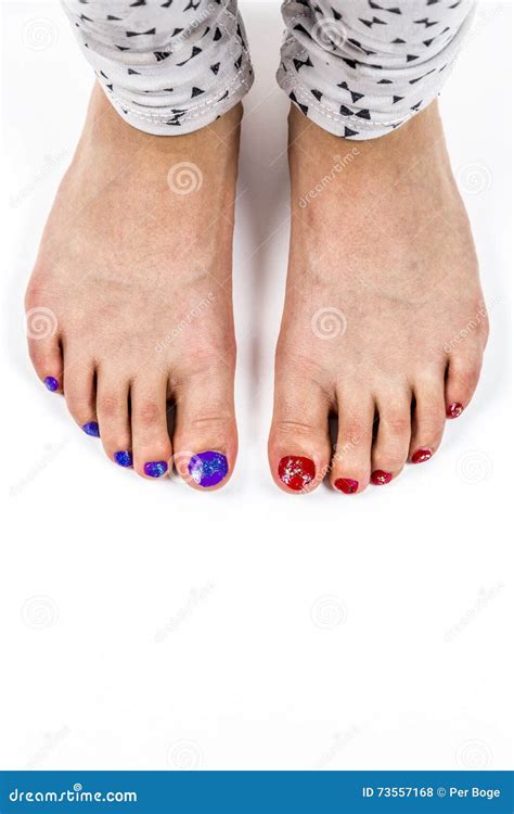 Young Girls Feet Toes With Nail Polish Stock Photo Image Of Studio