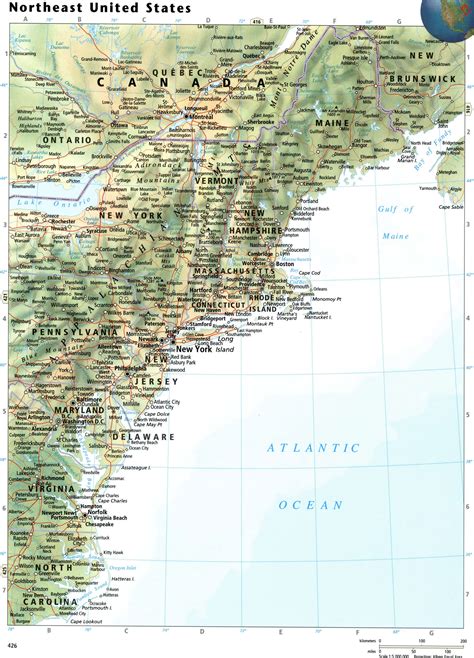 Northeast United States Map With Cities Northeast Us Map Physical