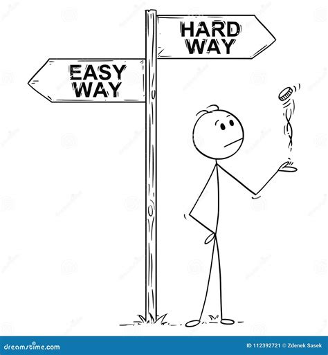 Easy Vs Hard Signs Portray Choice Of Simple Or Difficult Way 3d