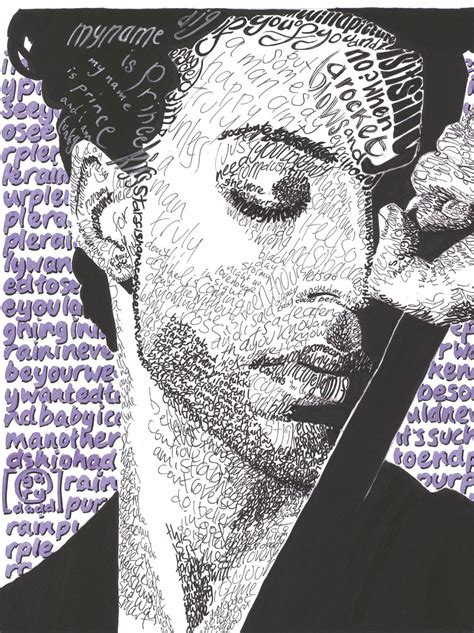Prince Word Portrait Art Print Poster Using His Lyrics Etsy
