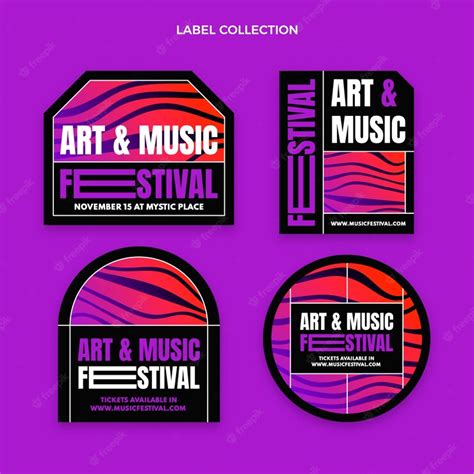 Free Vector Gradient Colorful Music Festival Labels