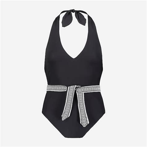 Jcrew Lemlem Sofia Deep V Belted One Piece Swimsuit M3993 Black