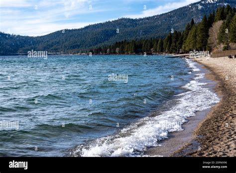Lake Tahoe Shoreline During The Winter Stock Photo Alamy