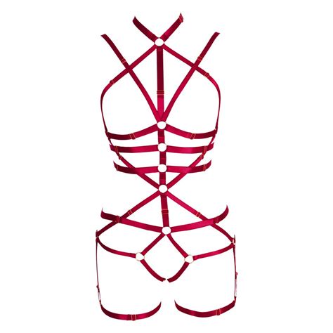 Buy Women Body Harness Set Carnival Garter Belt Set Elastic Hollow Top Bra Punk Gothic Dance
