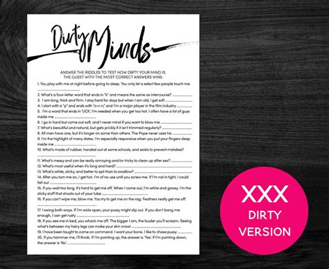 Hens Party Game Dirty Minds Or What Am I Naughty Bachelorette Game