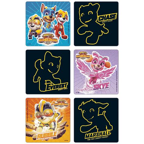 Paw Patrol Mighty Pups Glow In The Dark Stickers