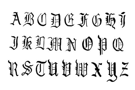 Hand Drawn Gothic Calligraphy Alphabet Png Transparent