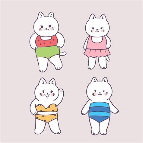 Cartoon Cute Summer Swimming Suit Cat Vector 545960 Vector Art At Vecteezy