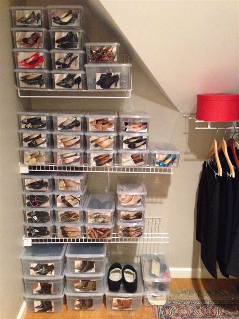 Buy products such as harding espresso cubby: Shoes organized (The Container Store shoe boxes w/ photos ...