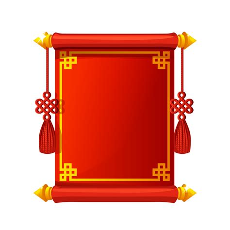 Red Chinese Scroll Border With Ornament Cartoon Banner Chinese Style