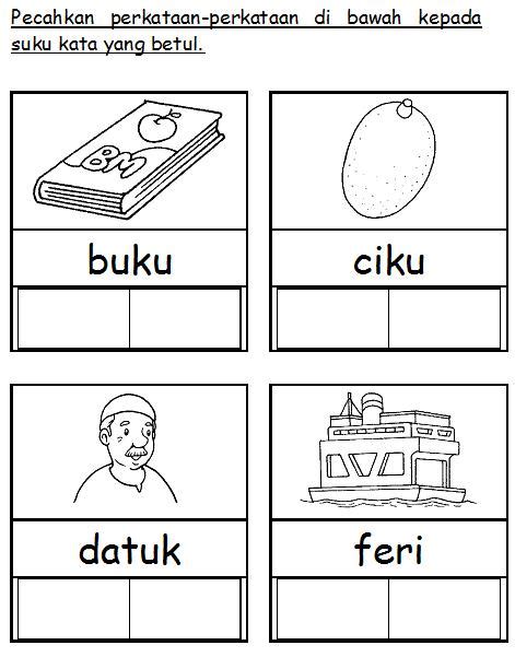 .latihan pemantapan dalam menghadapi ujian sekolah/madrasah yang akan mulai dilaksanakan pada silakan download soal dengan klik link berikut! BAHASA MALAYSIA PRASEKOLAH: Latihan Suku Kata