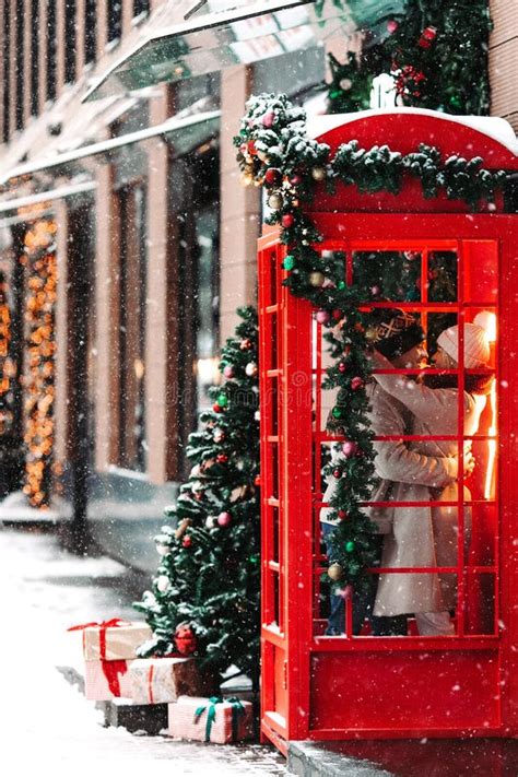 Romantic Couple Kissing Hugging Having Fun In Winter Before Christmas