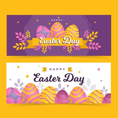 Free Vector Leaves And Eggs Happy Easter Banner Template