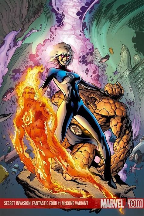 Invisible Woman Lyja Vs Human Torch And The Thing By Alan Davis