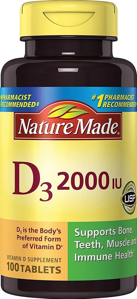 Nature Made Vitamin D3 2000 Iu 100 Count Tablets
