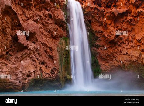 Mooney Falls Havasupai Indian Reservation Grand Canyon Arizona Stock
