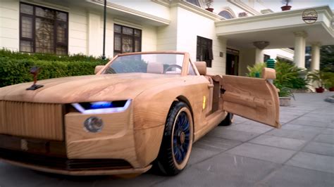 Father and Son Go for a Drive in Style in Gorgeous, Wooden Rolls-Royce