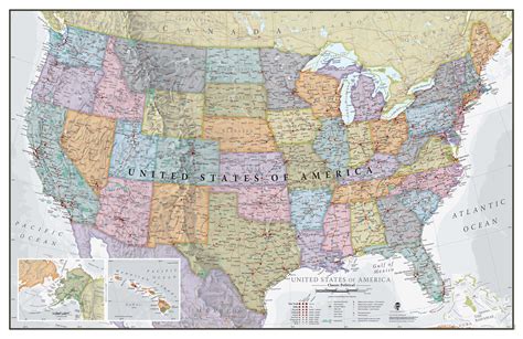 Laminated Map Of The Us United States Map