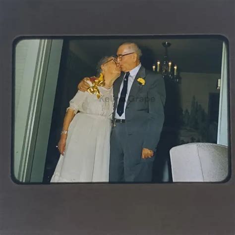 1950s Older Couple Kissing 35mm Film Slide Red Border Formalwear 649 Picclick