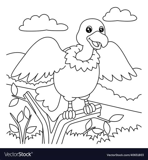 Vulture Coloring Page For Kids Royalty Free Vector Image