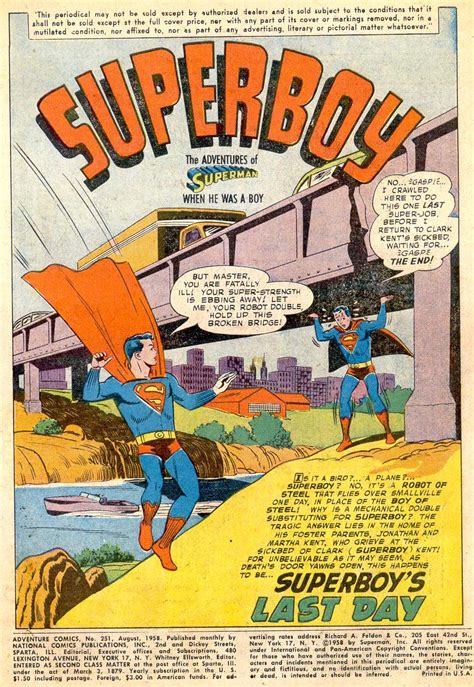 Days Of Adventure Adventure Comics 251 August 1958