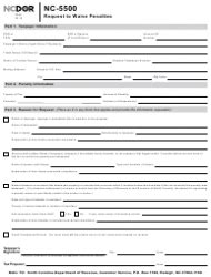 Form NC-5500 Download Printable PDF or Fill Online Request to Waive Penalties North Carolina ...