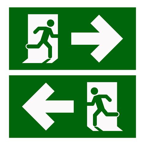 Emergency Exit Left Emergency Exit Right Escape Route Signs