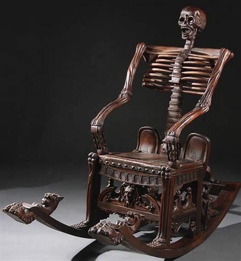 Hand Carved Skeleton Rocking Chair From The 20th Century 9gag