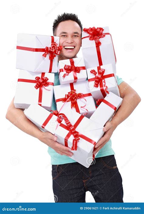 Man Carrying Many T Boxes Stock Image Image Of Present