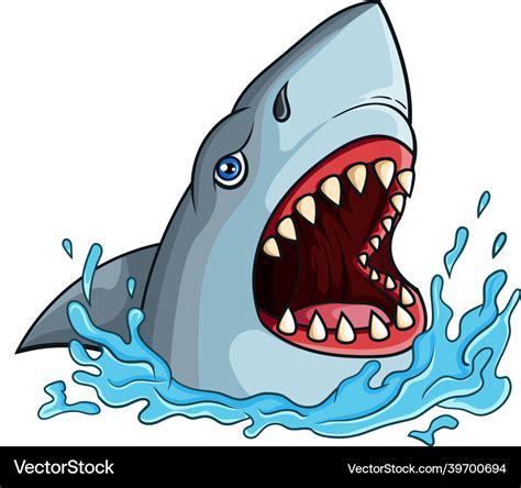 Cartoon Shark With Open Jaws Royalty Free Vector Image