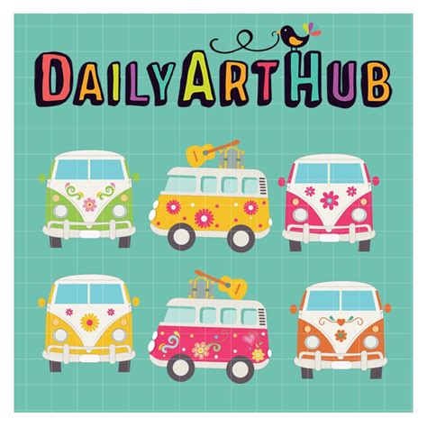 Hippie Vans Clip Art Set Daily Art Hub Graphics Alphabets And Svg
