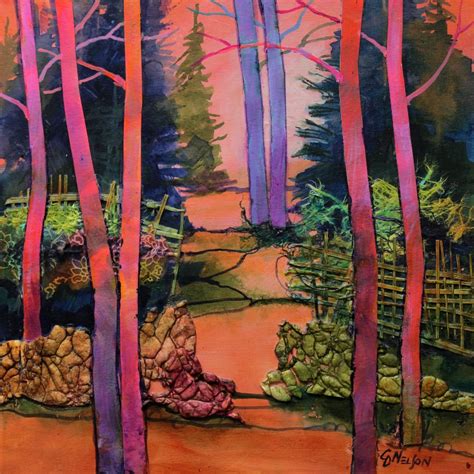 Carol Nelson Fine Art Blog Mixed Media Tree Landscape Collage Pink