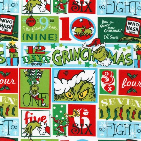 Dr Seuss How The Grinch Stole Christmas Holiday Party Fabric By Dr