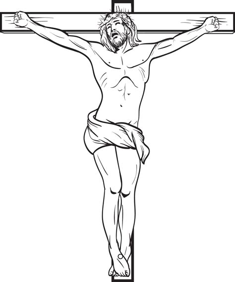 Jesus Crucified On The Cross Printable Coloring Page For Kids Supplyme