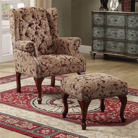 ACCENTS : CHAIRS - Queen Anne Light Brown Accent Chair | 3932B | Chairs
