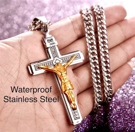 Large Gothic Crucifix Cross Necklace For Men Silver Gold Heavy Etsy