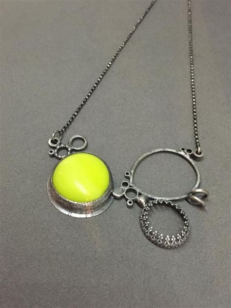 Neon Yellow Necklace Pendant Everyday Statement Necklace Etsy Art
