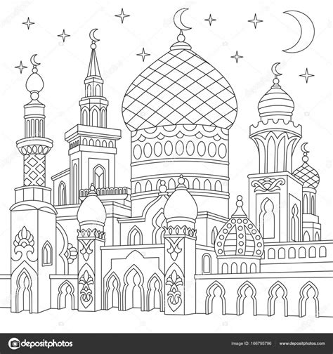 Zentangle gestileerde islamitische moskee — Stockvector © Sybirko