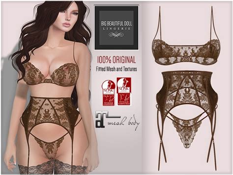 Second Life Marketplace Jezebel Sexy Fit Fitted Mesh Lingerie Nude Maitreya Slink Physique