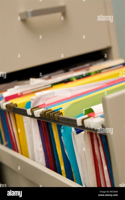 Close Up Of Files In Filing Cabinet Stock Photo Alamy