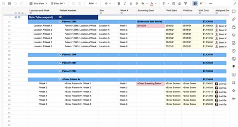 Patient Trial Tracker With Rate Table Template Smartsheet