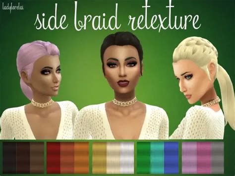 The Sims Resource Side Braid Hair Retextured By Ladylorelai Sims 4 Hairs