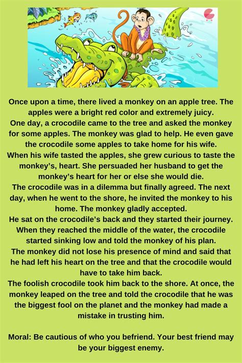 monkey   crocodile english stories  kids moral stories